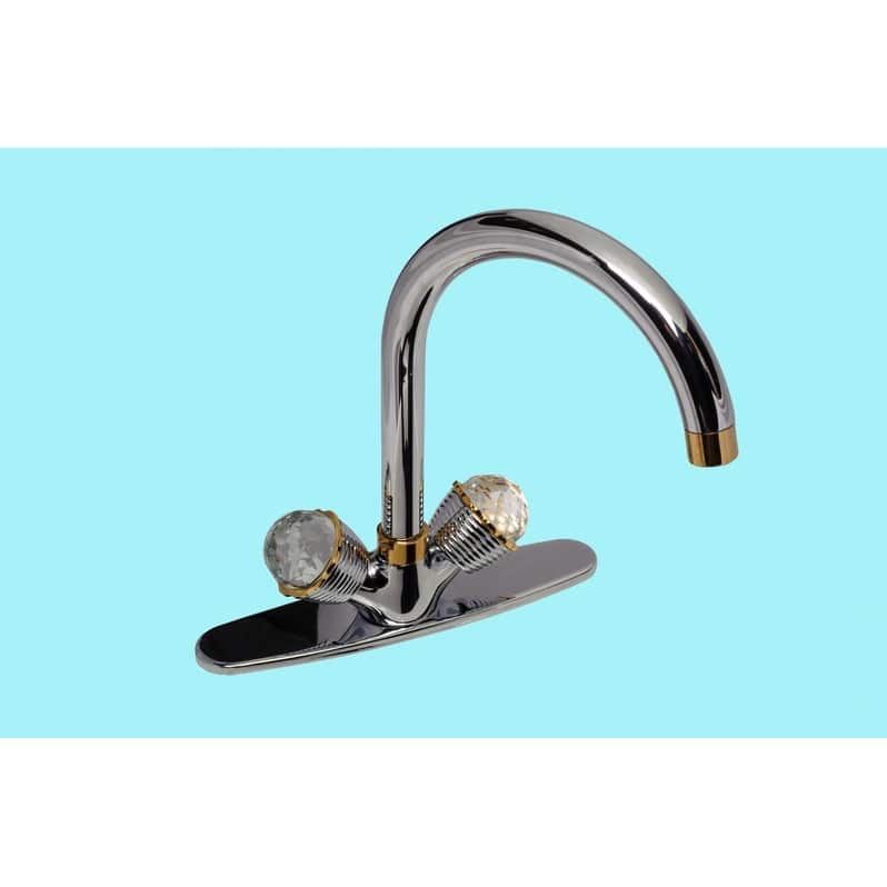 Bathroom Faucet Chrome 10 7/8" H 2 Handles Centerset Renovators Supply
