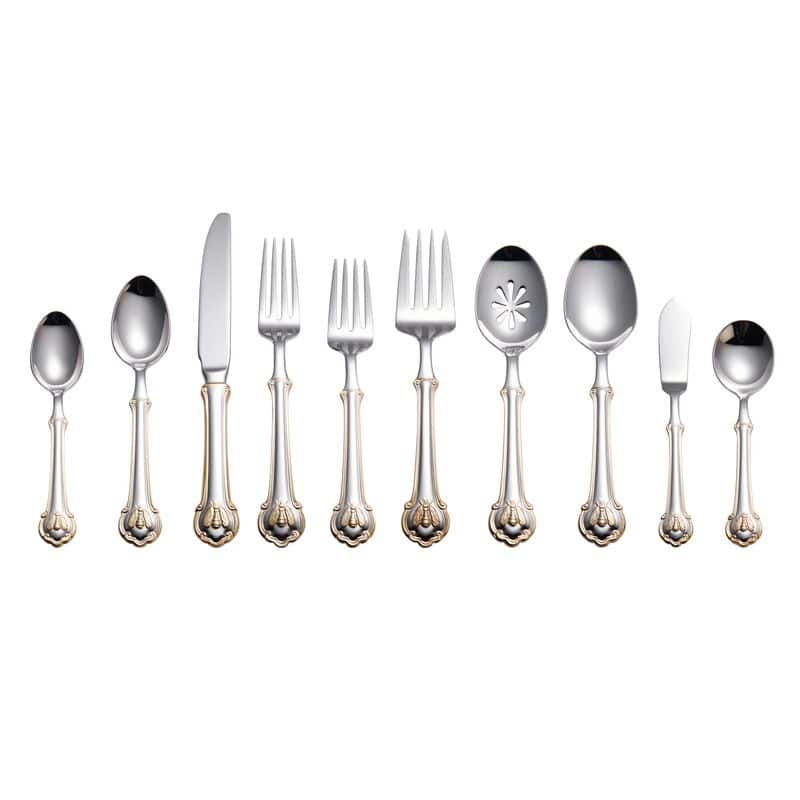 Wallace Gold Accent Napoleon Bee 18.10 45 Pc Flatware Set