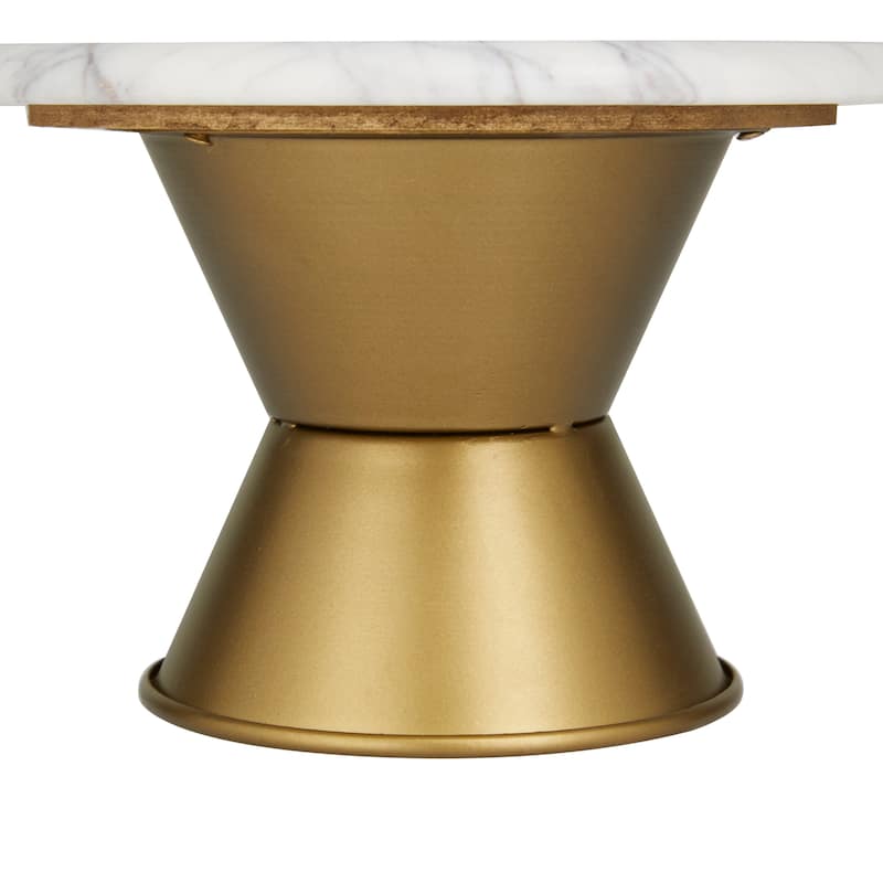 CosmoLiving by Cosmopolitan White or Gray Ceramic Cake Stand with Gold Base