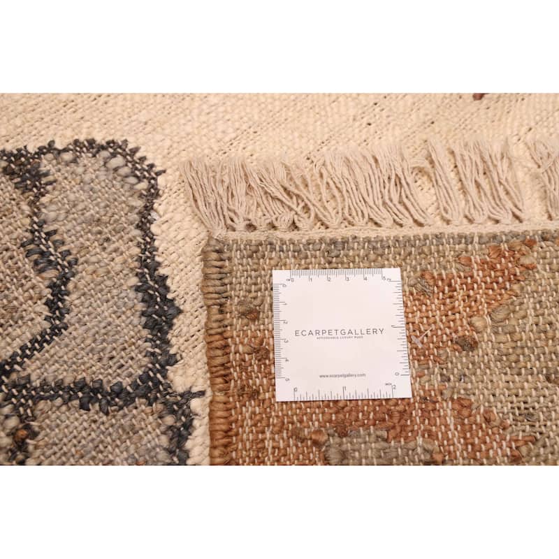 ECARPETGALLERY Flat-Weave Palas Denizli Cream Jute Kilim - 5'7 x 7'7