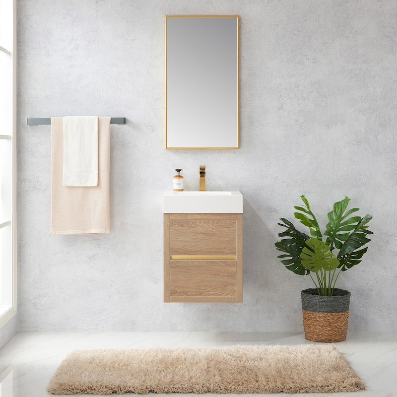 Palencia 18" Single Floating Vanity with White Sink Top and Mirror - 18in.