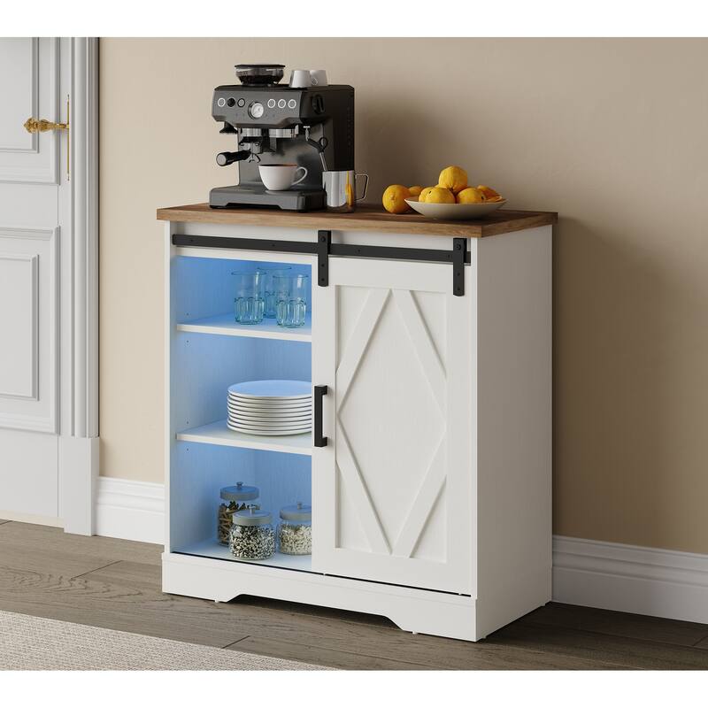 WAMPAT Farmhouse Coffee Bar Cabinet Storage Sideboard