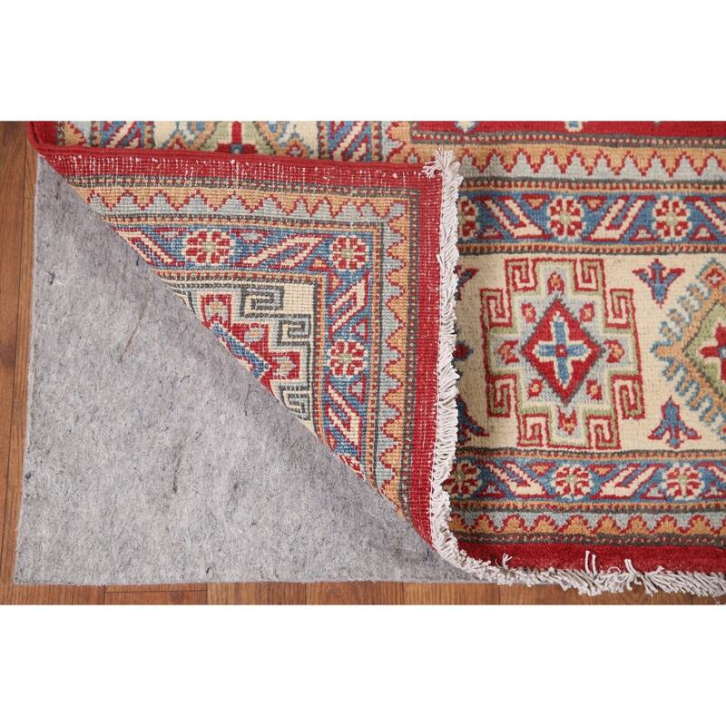 Hand Knotted Oriental 100% Wool Carpet Traditional Geometric Red Kazak Area Rug - 10' 5'' X 6' 3''