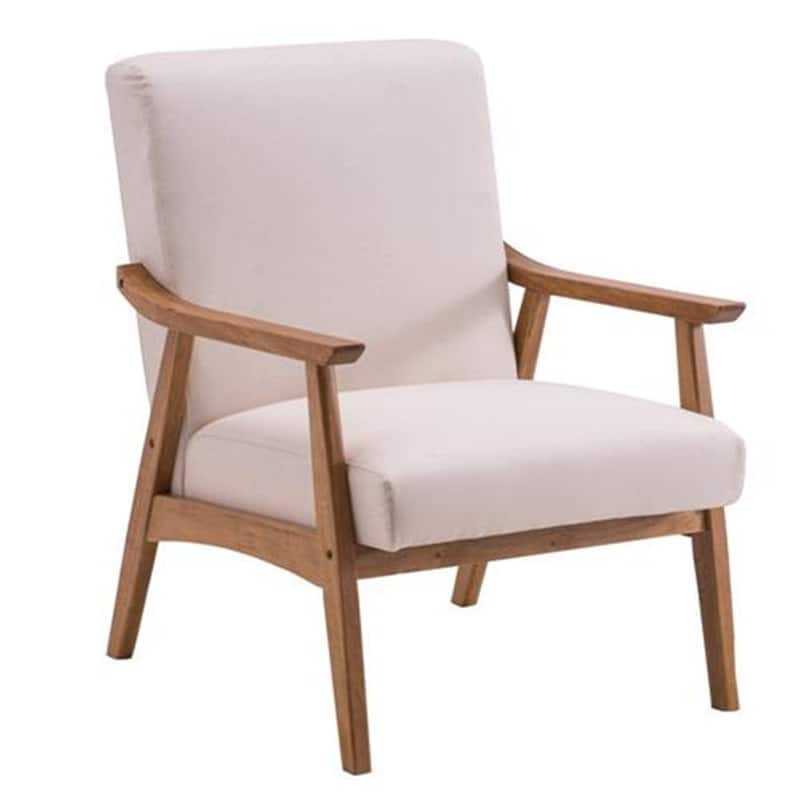 Modern Chair with Solid Wood Frame - Beige