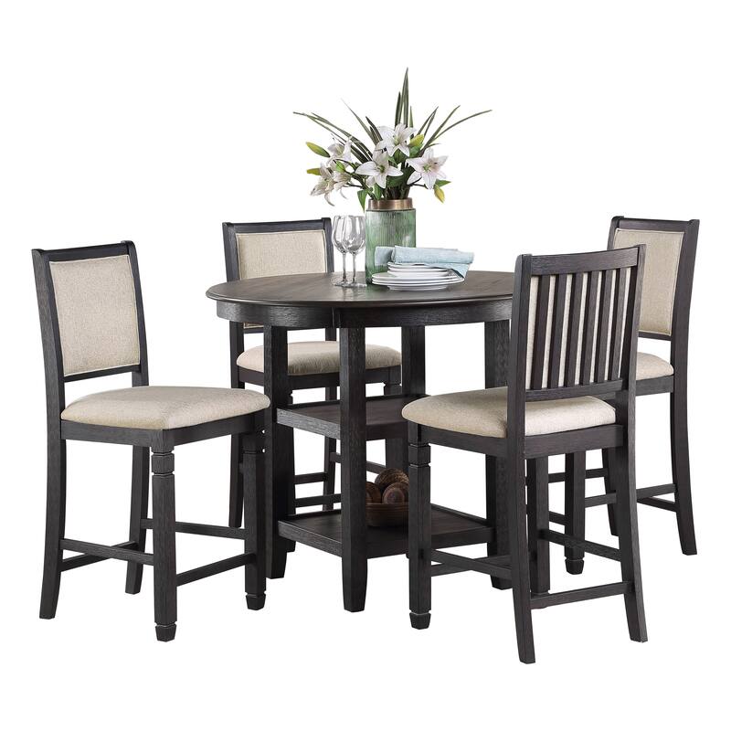 Howth Wood Counter Height 5-piece Dining Set - Black/Brown