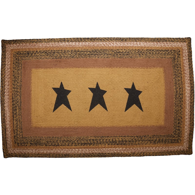 Kettle Grove Jute Rug Rect Stencil Star w/ Pad 36x60 - 3' x 5'