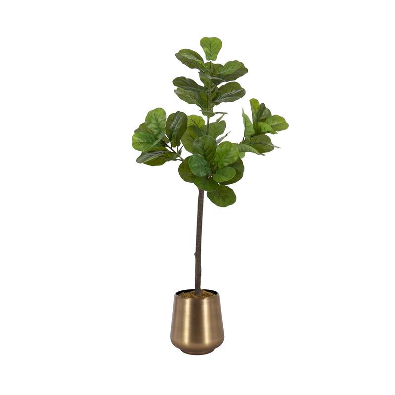 Kate and Laurel Fidmont Faux Fiddle Fig Tree - 4ft - Gold