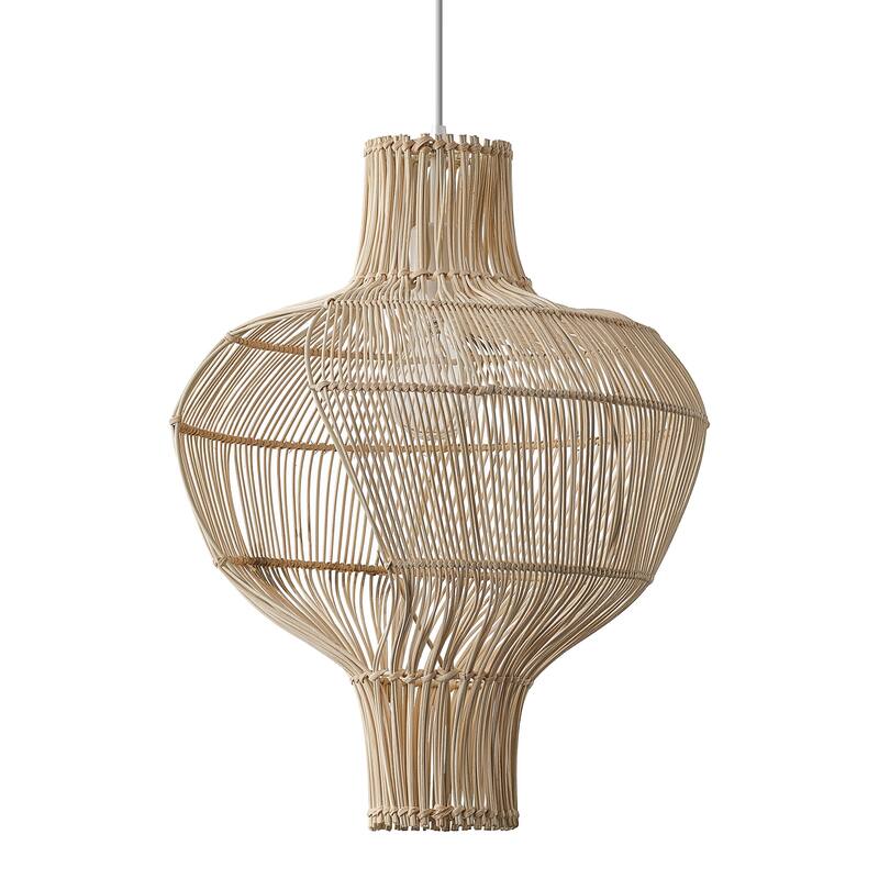 1-Light Coastal Style Creative Brown Hand-Woven Rattan Hanging Pendant Light - 15.74" W x 17.71" H