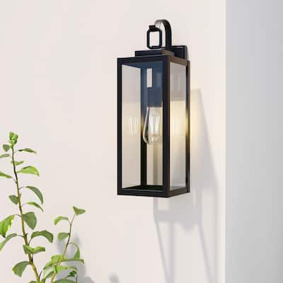 2 Pack 1-Light Matte Black Outdoor Wall Light - 7"x8.81"x22.5"
