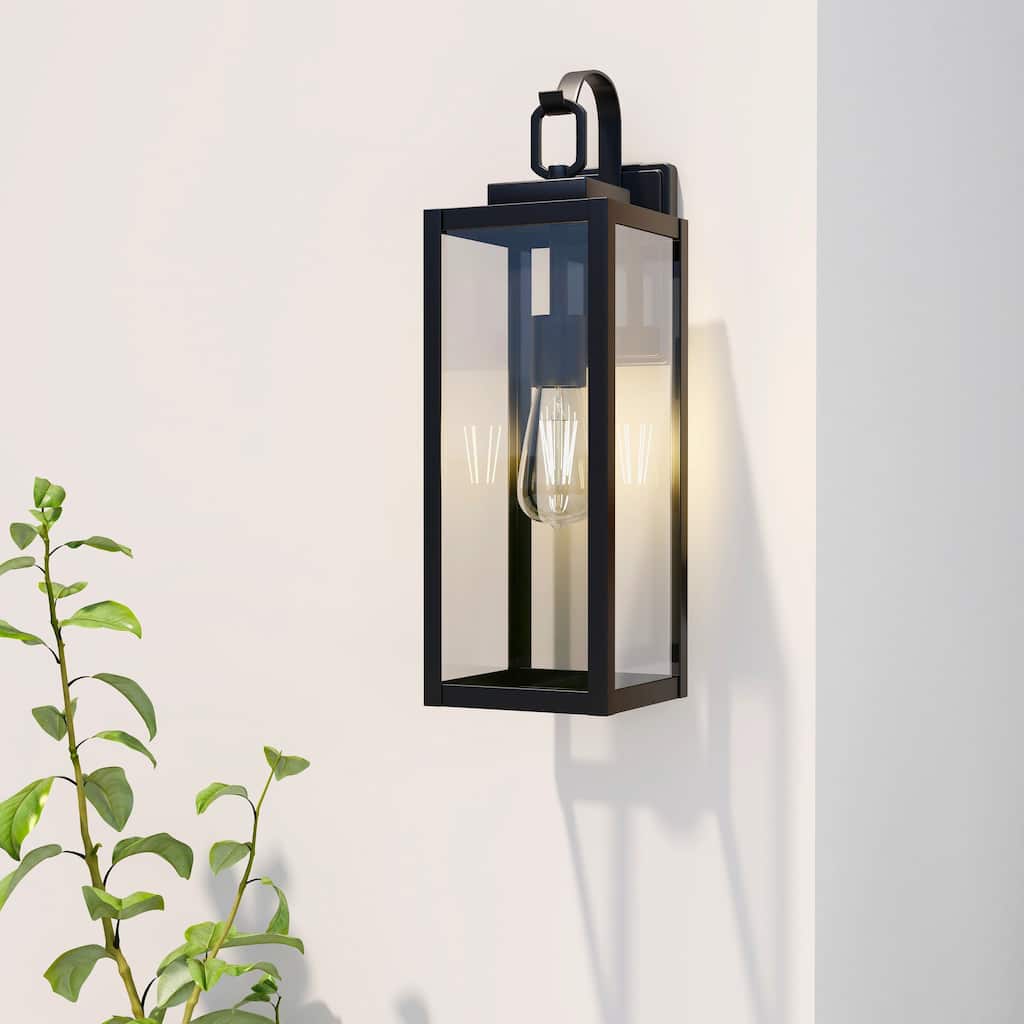 2 Pack 1-Light Matte Black Outdoor Wall Light - 7"x8.81"x22.5"