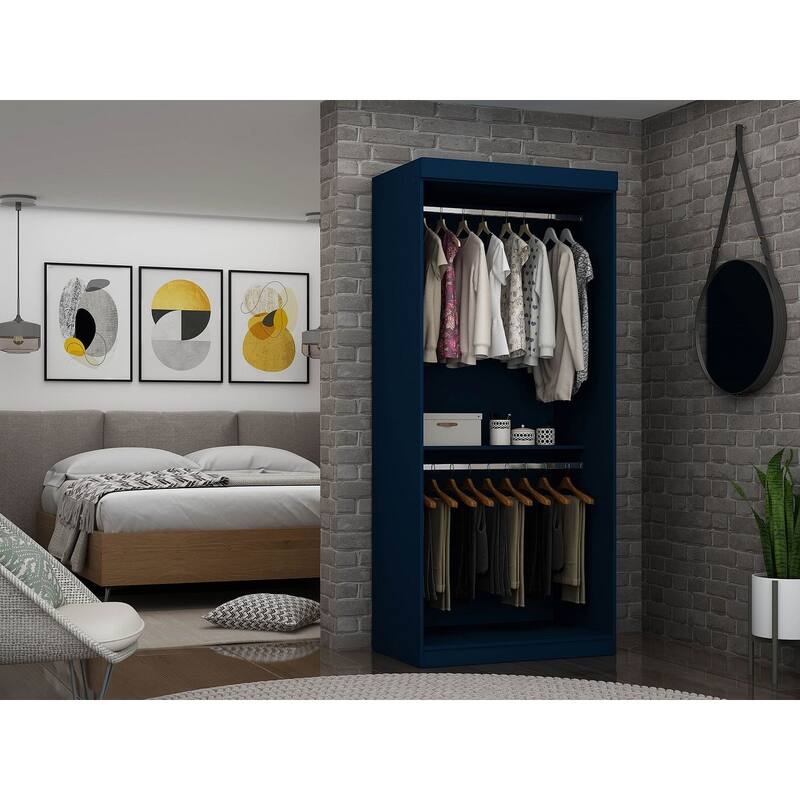 Manhattan Comfort Mulberry 35.9 Open Double Hanging Modern Wardrobe Closet with 2 Hanging Rods