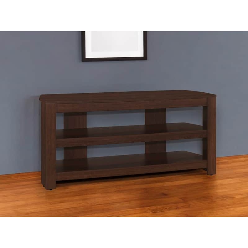 42 Inch Dark Brown Wood TV Stand with Open Shelves for 55 Inch TV Media Console for Living Room - 19.75"H x 15.5"W x 42"L
