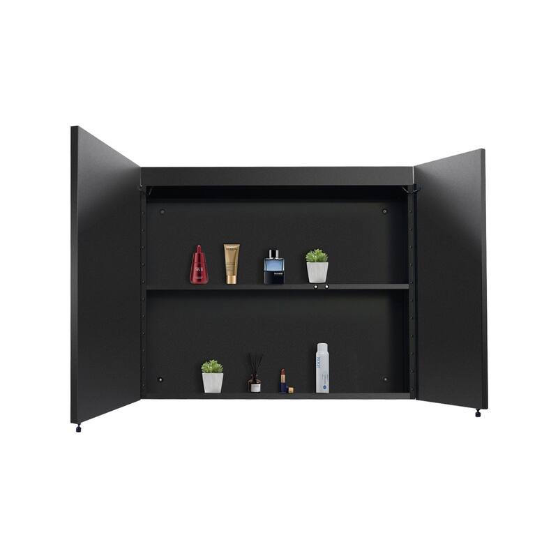 30X26 Inch Black Led Mirror Medicine Cabinet Surface