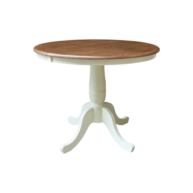 36" Round Top Pedestal Extendable Table With 12" Leaf and Madrid Chairs