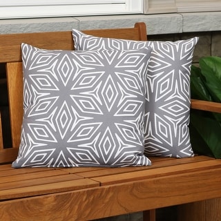 Sunnydaze Set of 2 Outdoor Throw Pillows Gray 15-Inch Square