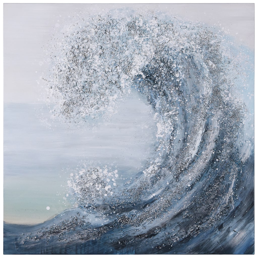 Crystal Wave Textured Glitter Hand Painted Canvas Wall Art