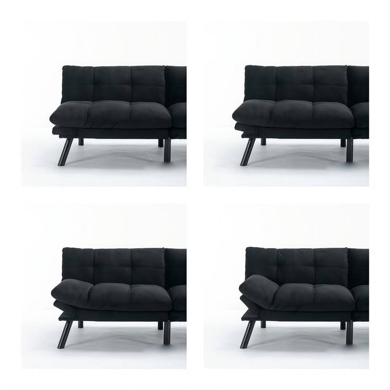 70.87" Futon Sofa Bed, Foam Foldable Couch Convertible Loveseat Sleeper Daybed with Adjustable Armrests for Small Space