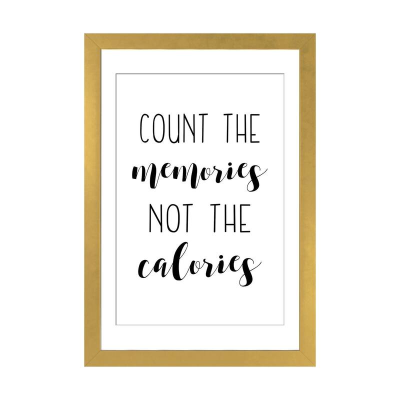 iCanvas "Count The Memories Not The Calories" by Pixy Paper - Gold - 32x24x1