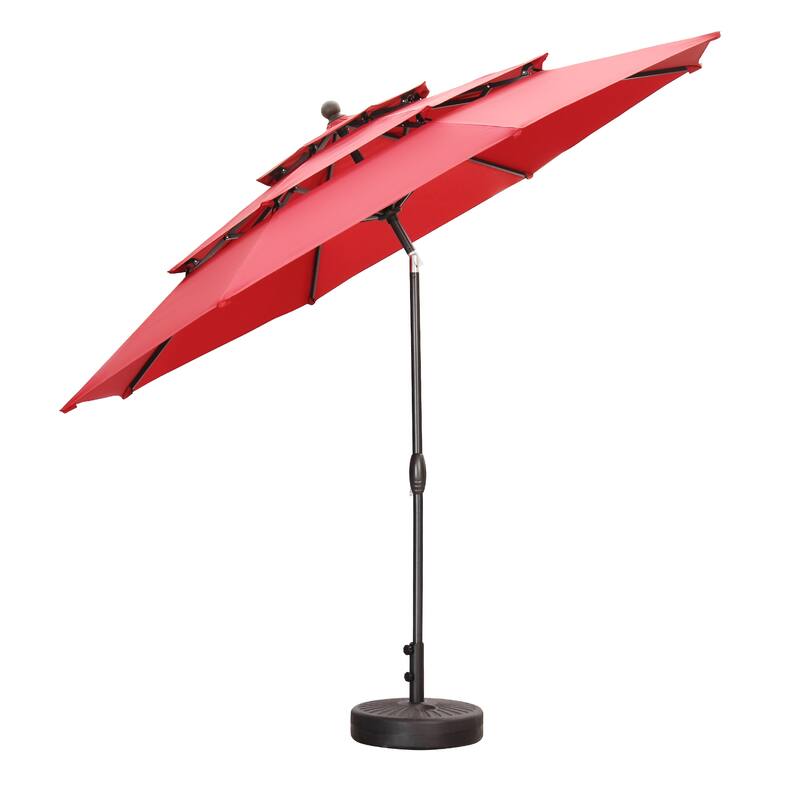 Ainfox 10ft Patio Umbrella 3-tier Outdoor Umbrella with Base