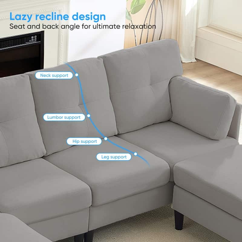 Mixoy W87"U-Shaped Sectional Couches,Velvet 4-Seater Convertible Sofa With Movable Storage Ottomans