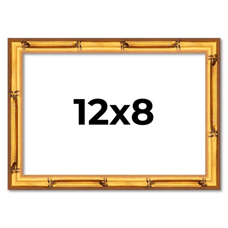 12x8 Frame Gold Bamboo Picture Frame Modern Photo Frame Includes UV Acrylic Shatter Guard Front Acid Free Foam Backing Board