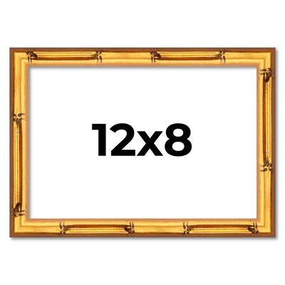 12x8 Frame Gold Bamboo Picture Frame Modern Photo Frame Includes UV Acrylic Shatter Guard Front Acid Free Foam Backing Board