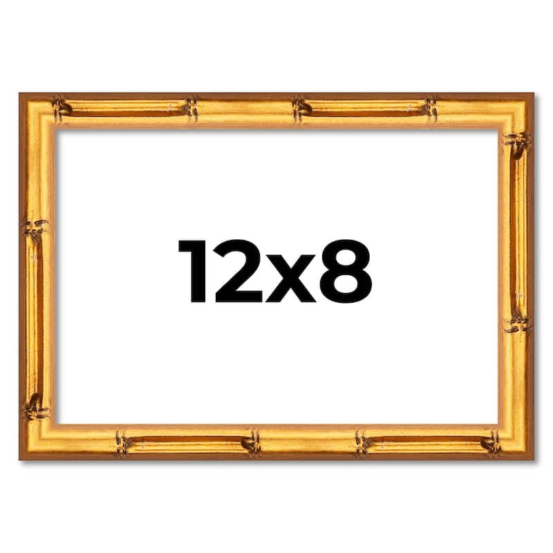 12x8 Frame Gold Bamboo Solid Wood Picture Frame | 1 Inch Moulding