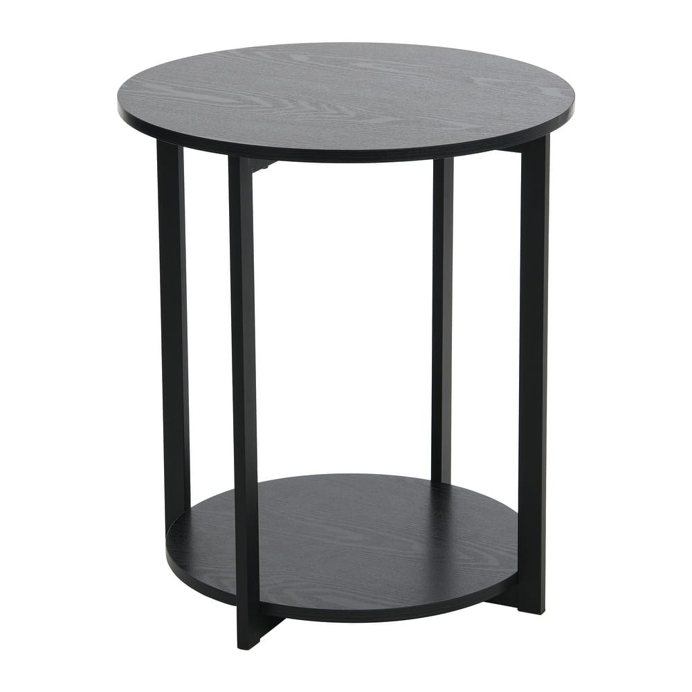 Household Essentials Side End Table with Storage Shelf