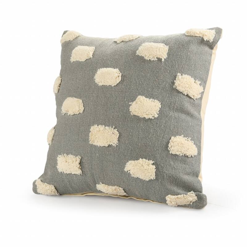 HomeRoots 20" X 20" Gray 100% Cotton Zippered Pillow
