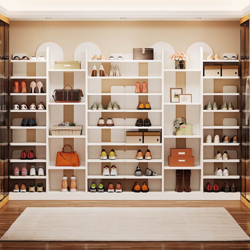 13-tier Modern Tall Entryway Shoe Storage Cabinet with Open Shelves