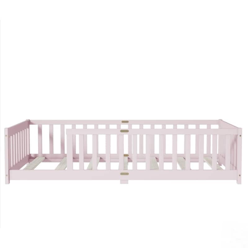 Floor Platform Bed with Fence without Door