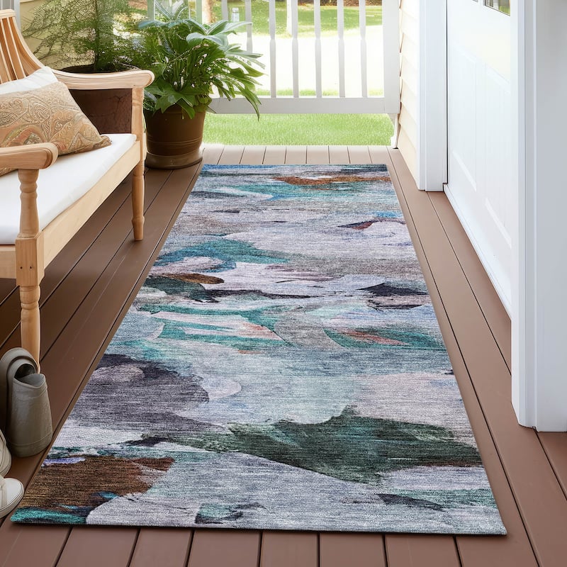 Machine Washable Indoor/ Outdoor Modern Chantille Rug