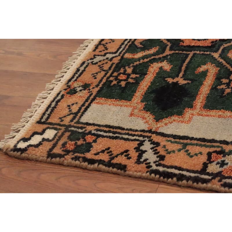 Hand Knotted Oriental 100% Wool Carpet Traditional Geometric Beige & Ivories Kazak Runner Rug - 7' 11'' X 2' 7''