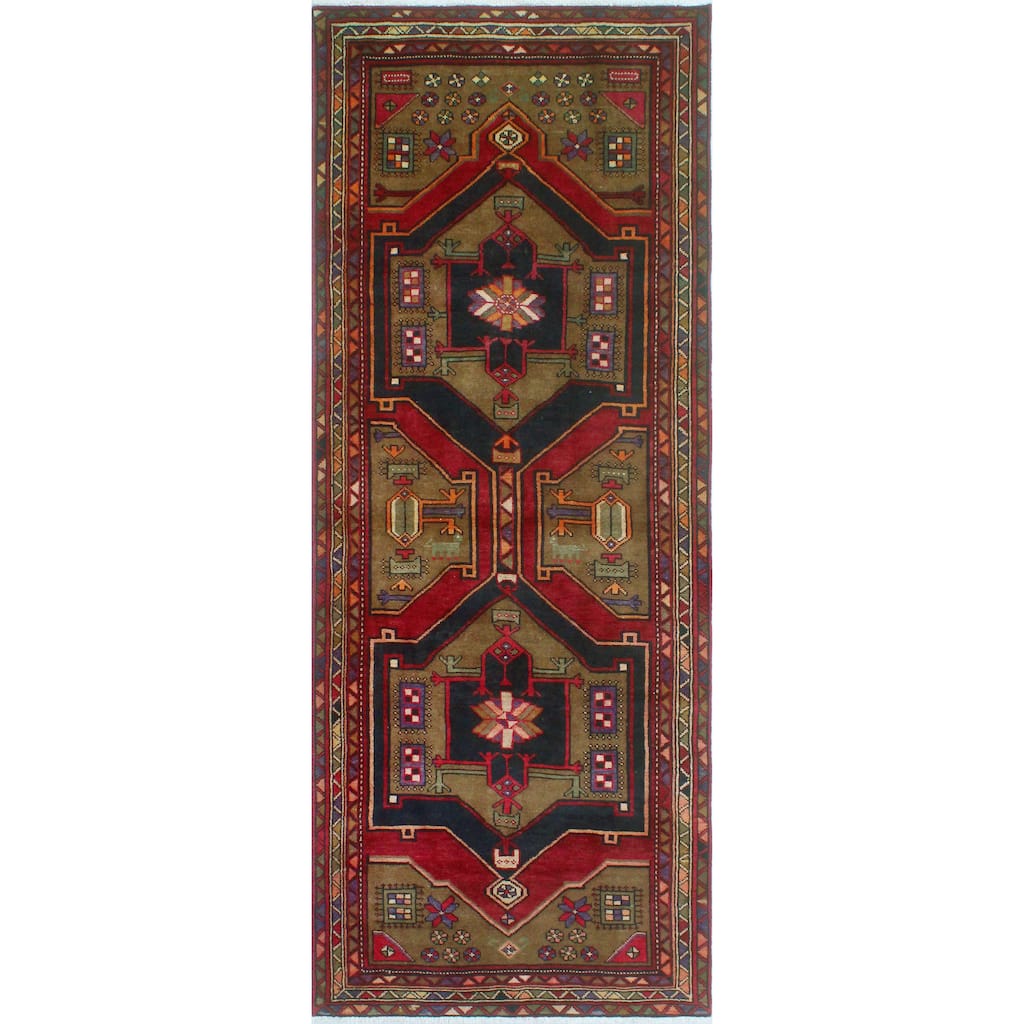Fine Vintage Distressed Wakefiel Brown/Burgundy Runner - 3'10" x 9'11"