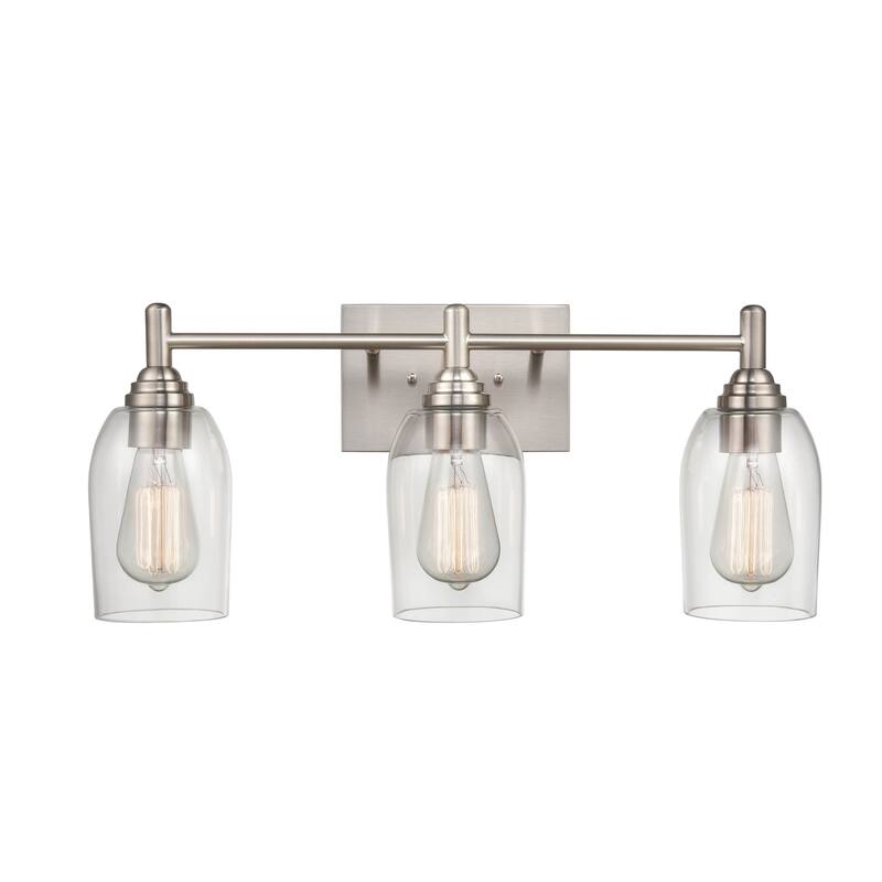 Millennium Lighting Arlett 3 Light Vanity fixture in Multiple Finishes with Clear Glass Shades - Brushed Nickel
