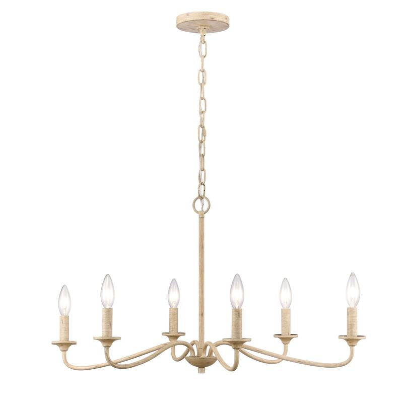 Ellisville 17.25-inch Wide 4-Light Chandelier in Antique Cream - 30in W x 18in D x 16.75in H - Antique Cream