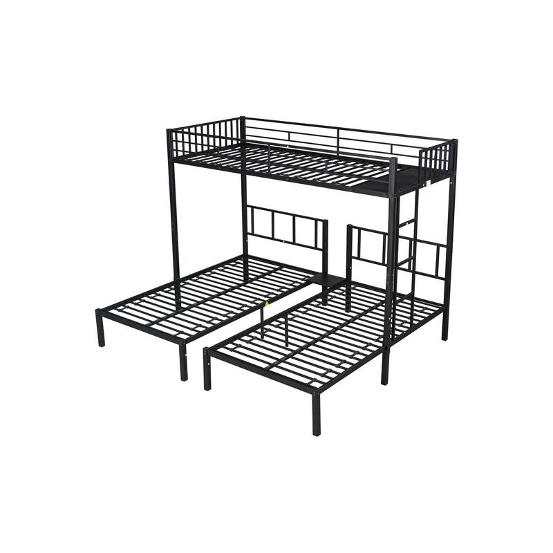 Sturdy Triple Twin Bunk Bed, 3-in-1 Metal Bed with Safety Features
