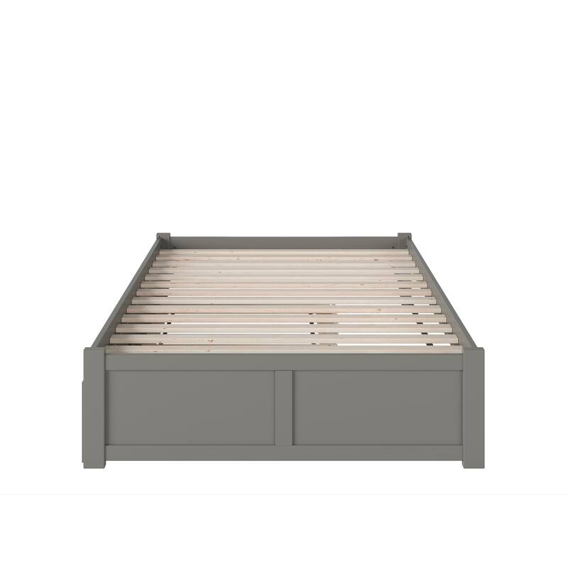 Full Platform Bed with Trundle - Grey Twin Size - Modern Design - HomeStock Furniture