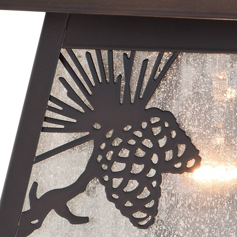 Whitebark 1 Light Bronze Rustic Pinecone Outdoor Wall Lantern Amber Glass