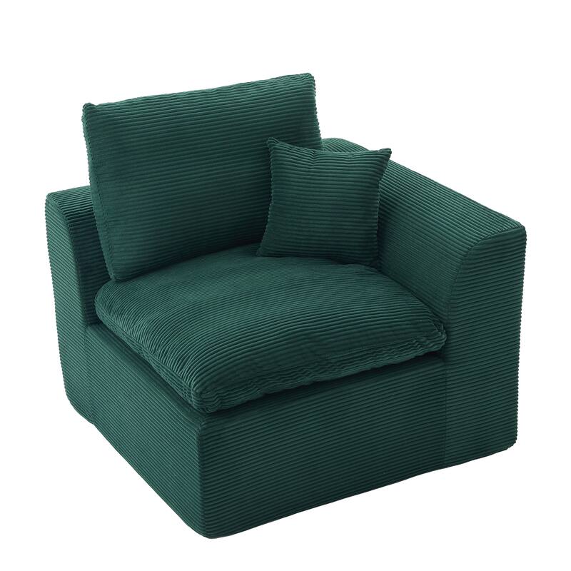Modern 2-Seater Corduroy Cloud Sofa Modular 2-Piece Sectional Sofa with Removable Covers, for Living Room, Bedroom, Emerald