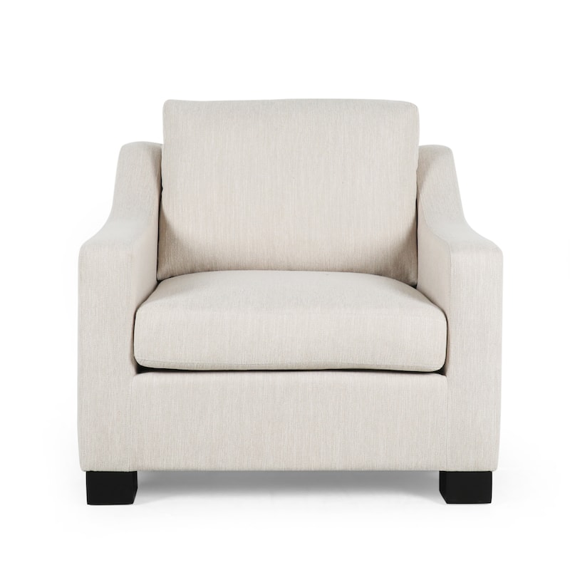 Halevy Contemporary Upholstered Club Chair by Christopher Knight Home - Beige+Dark Brown