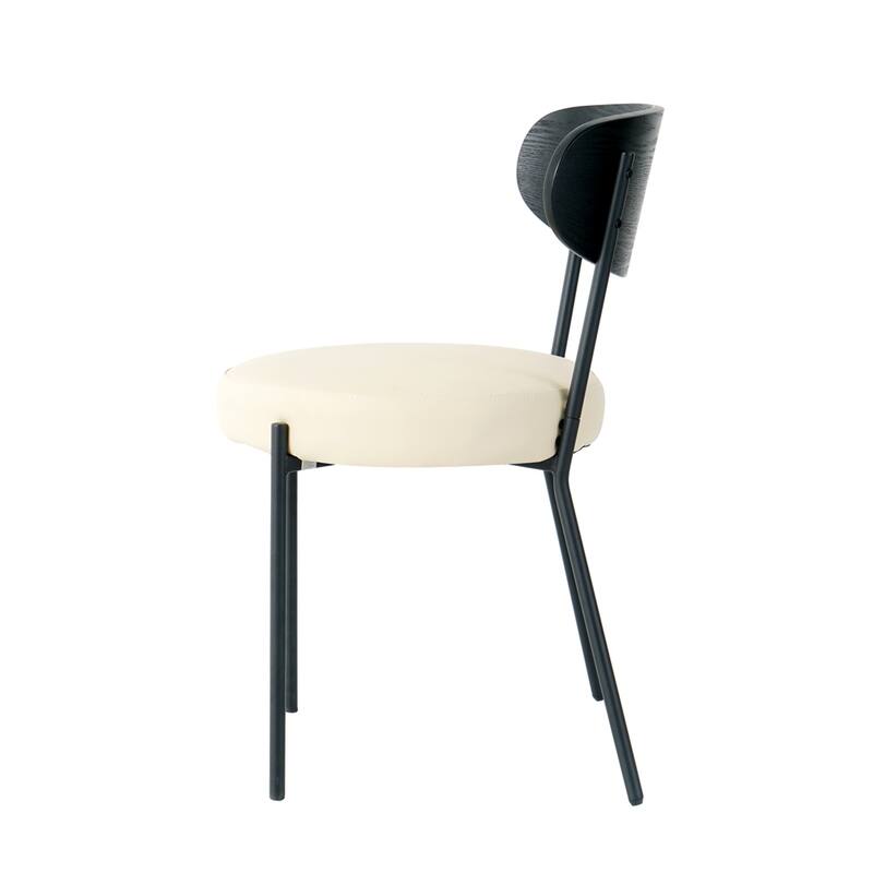 Modern Kitchen Dining Chair with Back and Metal Legs(Set of 2)