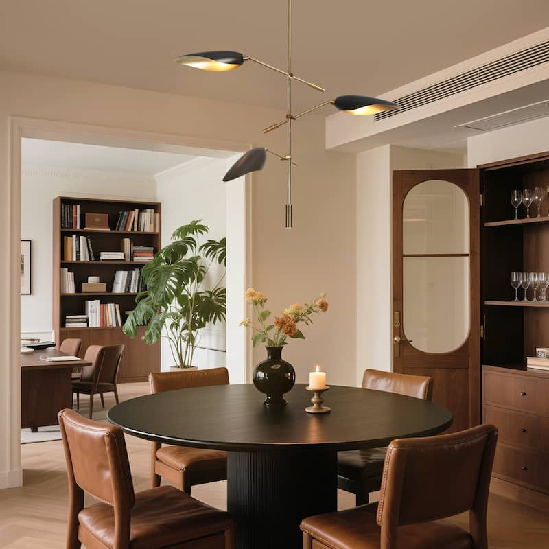 Modern Multi-Light Large Black Gold Sputnik Chandelier Metal Pendant Lights for Dining Room