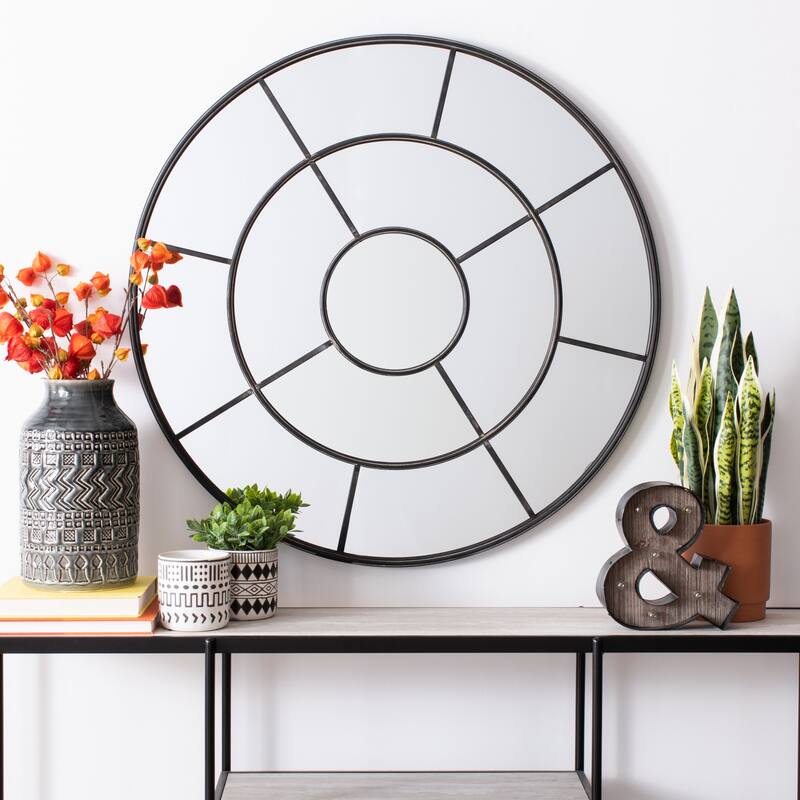 SAFAVIEH Jalisa 36-inch Modern Round Mirror - 36" W x 1.3" L x 36" H - Black - 36Wx1Dx36H