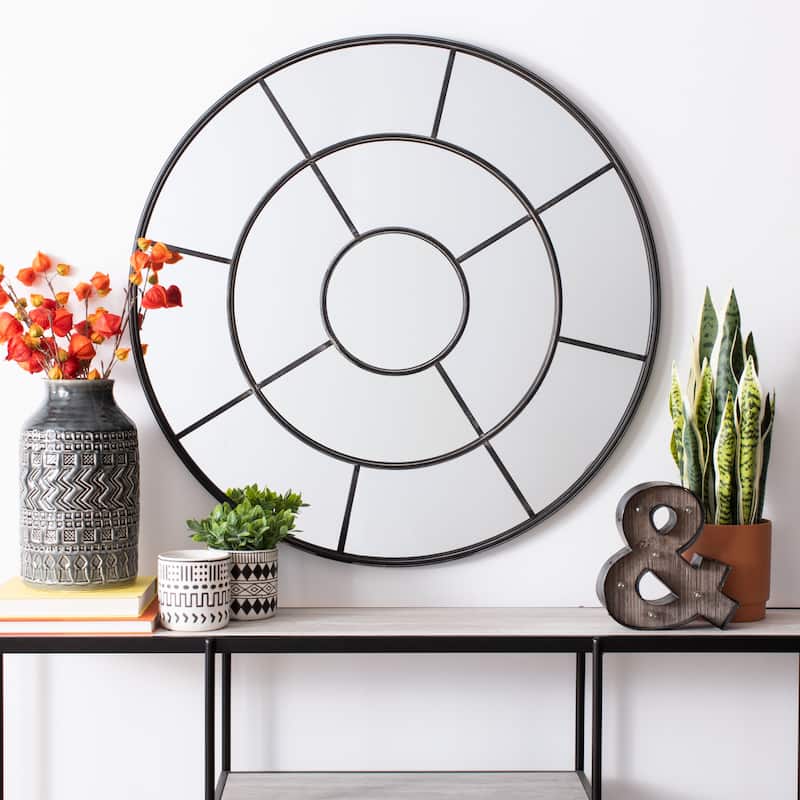 SAFAVIEH Jonelle 36-inch Modern Round Mirror - 36" W x 1.3" L x 36" H - Black
