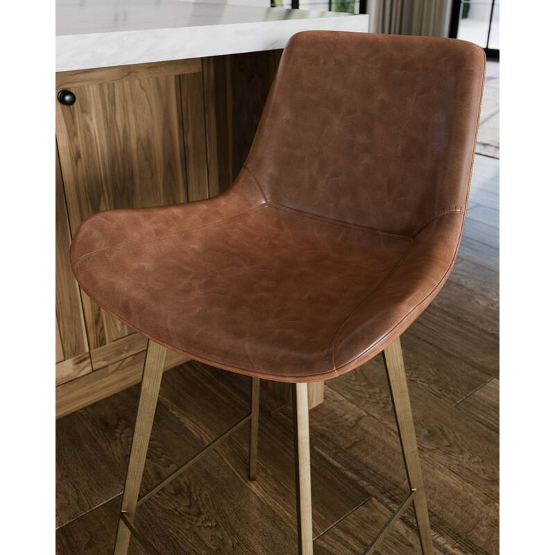 Maven Lane Victor Metal & Vegan Leather Kitchen Dining Stool