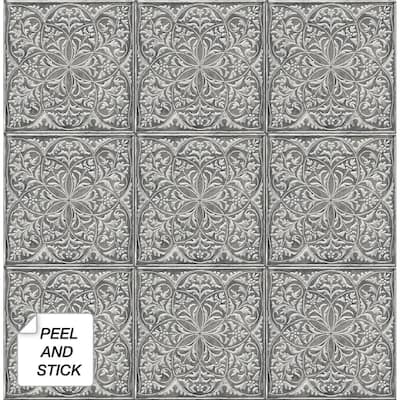 NextWall Faux Embossed Tile Peel and Stick Wallpaper - 20.5 in. W x 18 ft. L
