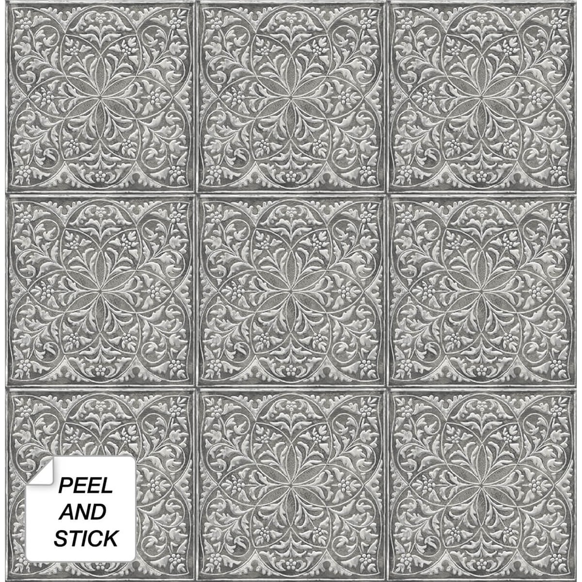 NextWall Faux Embossed Tile Peel and Stick Wallpaper - 20.5 in. W x 18 ft. L