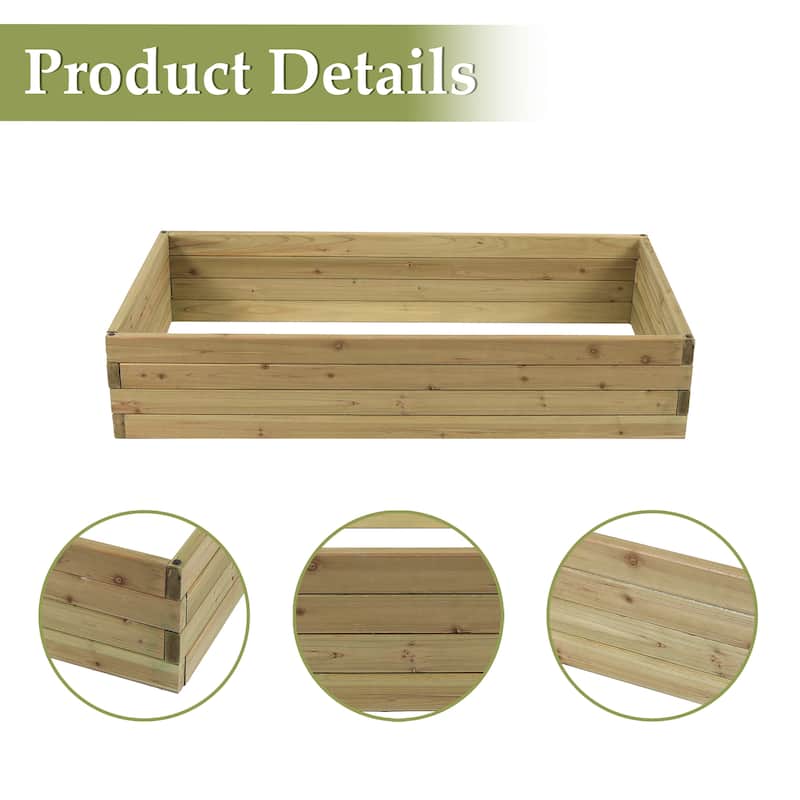 Wood 3.8ft x 2ft Raised Garden Bed - 9.1" H x 46" W x 24" D