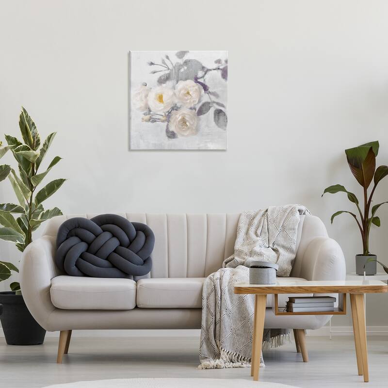 Stupell White Blooms on Grey Canvas Wall Art Design By Emily Ford